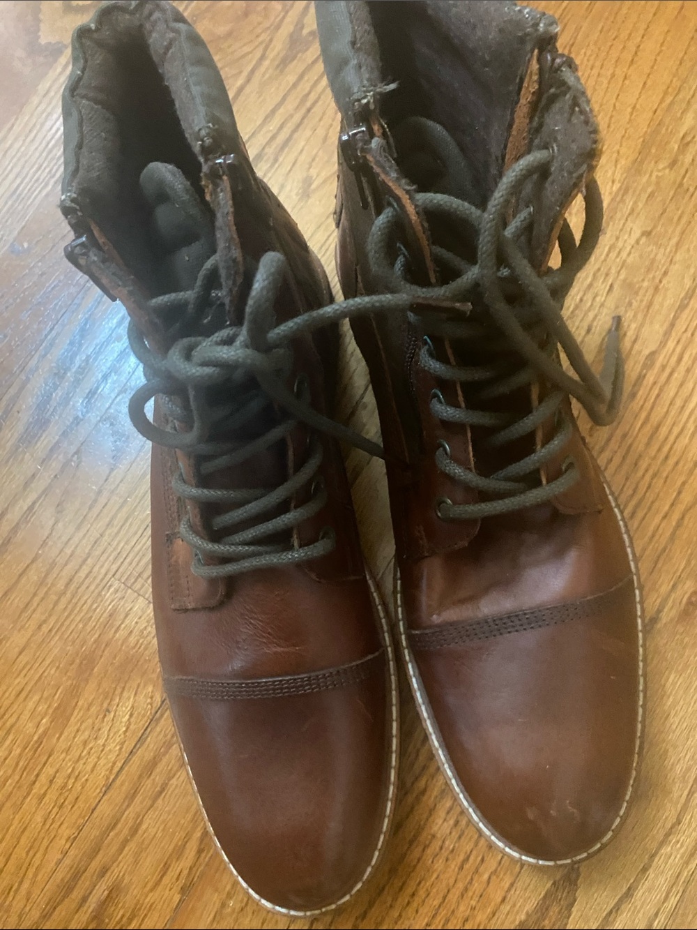 Men's Franco Fortini Dalton Brown Leather Lace-Up Boots with Cap Toe Design